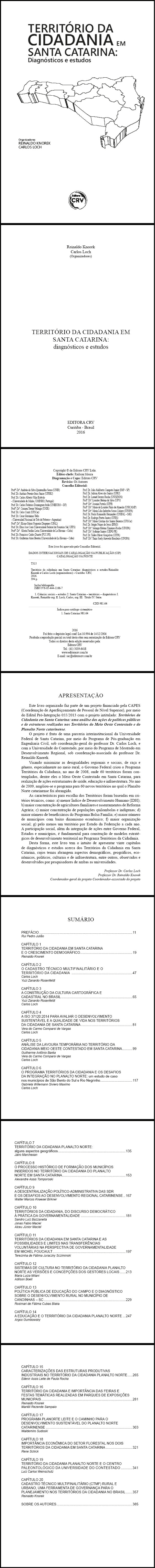 TERRITÓRIO DA CIDADANIA EM SANTA CATARINA:<br> diagnósticos e estudos